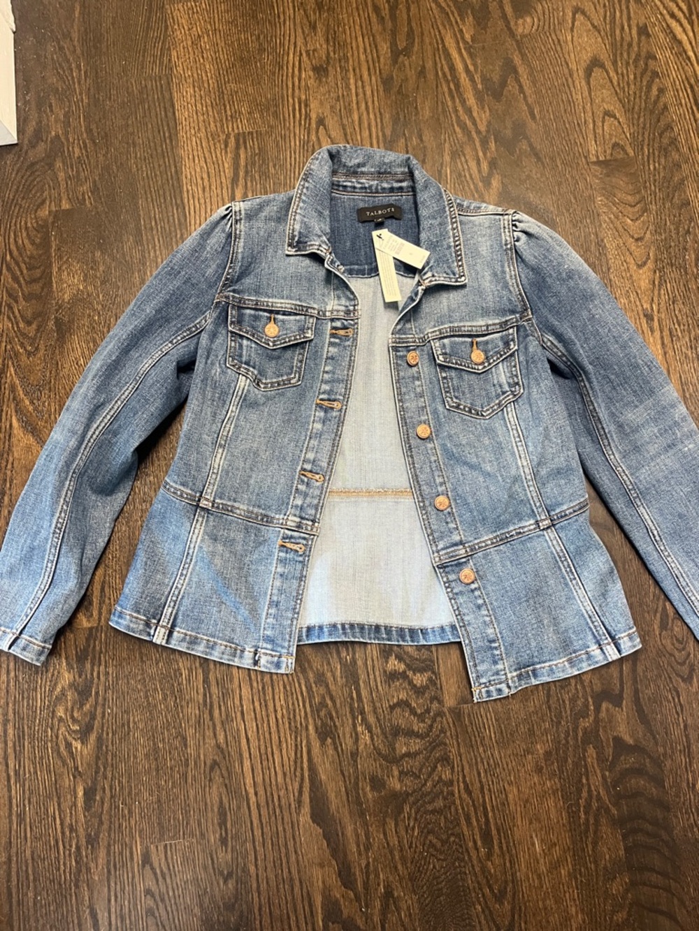 Talbots Women's Light Blue Small Denim Jacket with Button Front